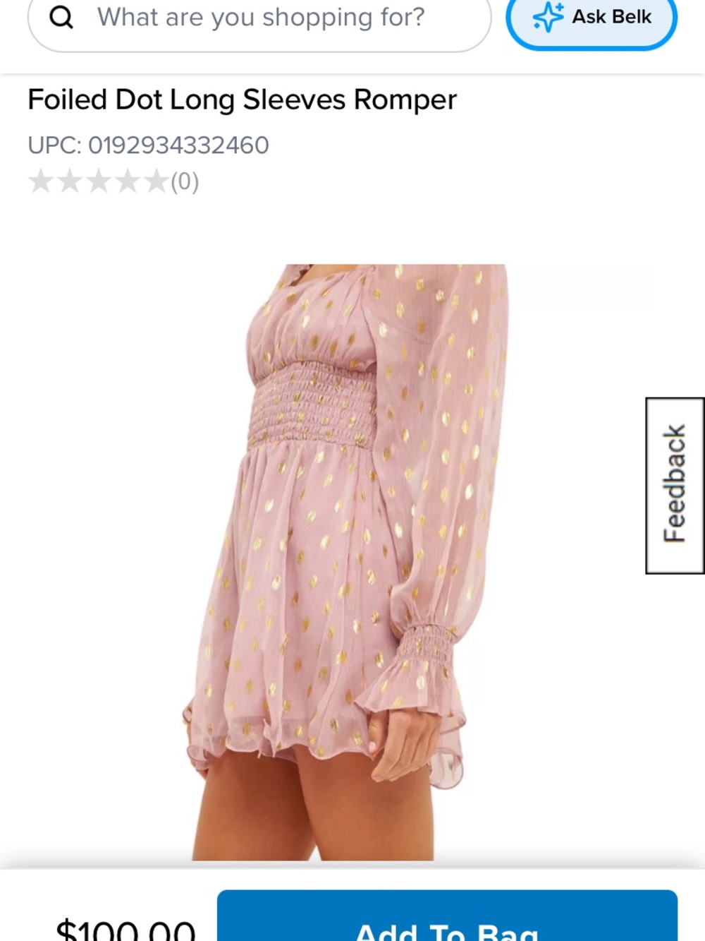 Endless Rose Pink Chiffon Long-Sleeve Romper with Gold Foil Dots Size Large 🌸 - Picture 2 of 8